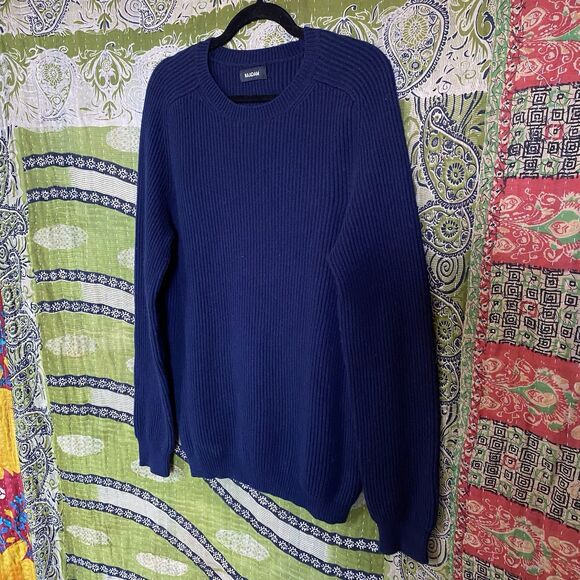 NAADAM Navy Blue Merino Wool/ Cashmere Blend Ribbed Mockneck Sweater Size Medium - Picture 8 of 16